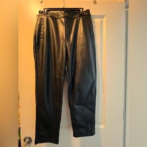 Black faux leather pants